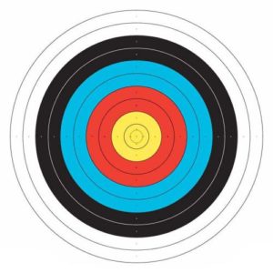 This is the official 80 NASP target cm (approximately 31-1/2"). It's great not only for youth archery events, but for backyard fun, or general target shooting. Features, 10 rings with 5 colors on standard target paper.